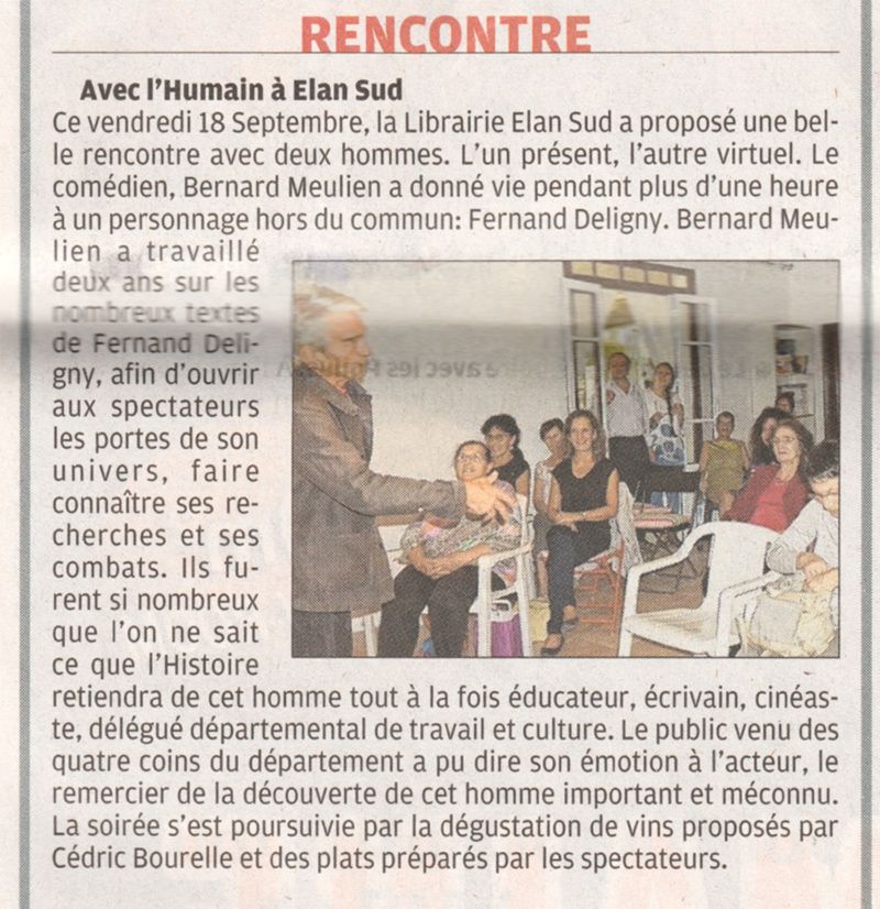 Fernand Deligny s'invite à la librairie Elan Sud grâce à Bernard Meulien