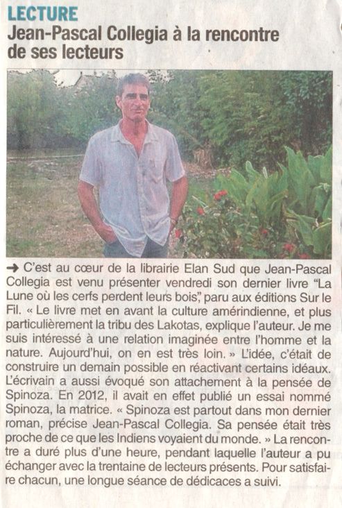 Une rencontre avec Jean-Pascal Collegia à la librairie Elan Sud